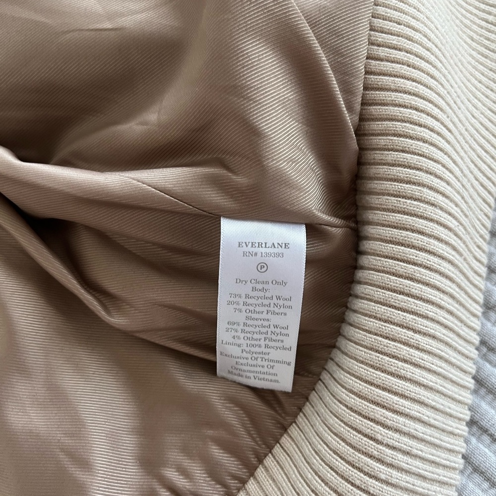 Everlane Cashmere Varsity Jacket Large Oatmeal Gem